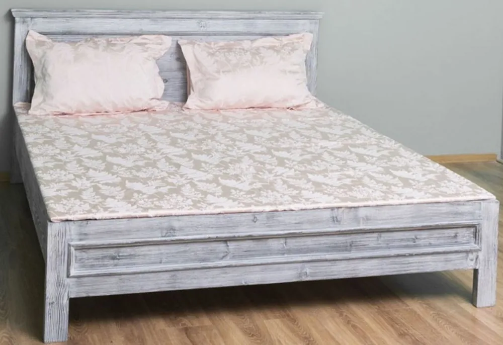 Casa Padrino letto in legno massello stile country grigio antico 140 x 200 x A. 93 cm - Mobili per Camera da Letto in Stile Country Abverkauf