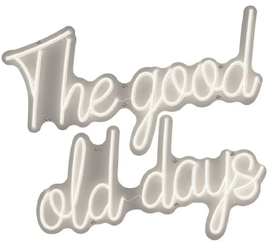 Schneller Versand Casa Padrino Insegna al Neon LED di Lusso The Good Old Days Bianco Neon 97 x 2 x A. 90 cm - Segno Decorativo a LED - Decorazione Murale di Lusso