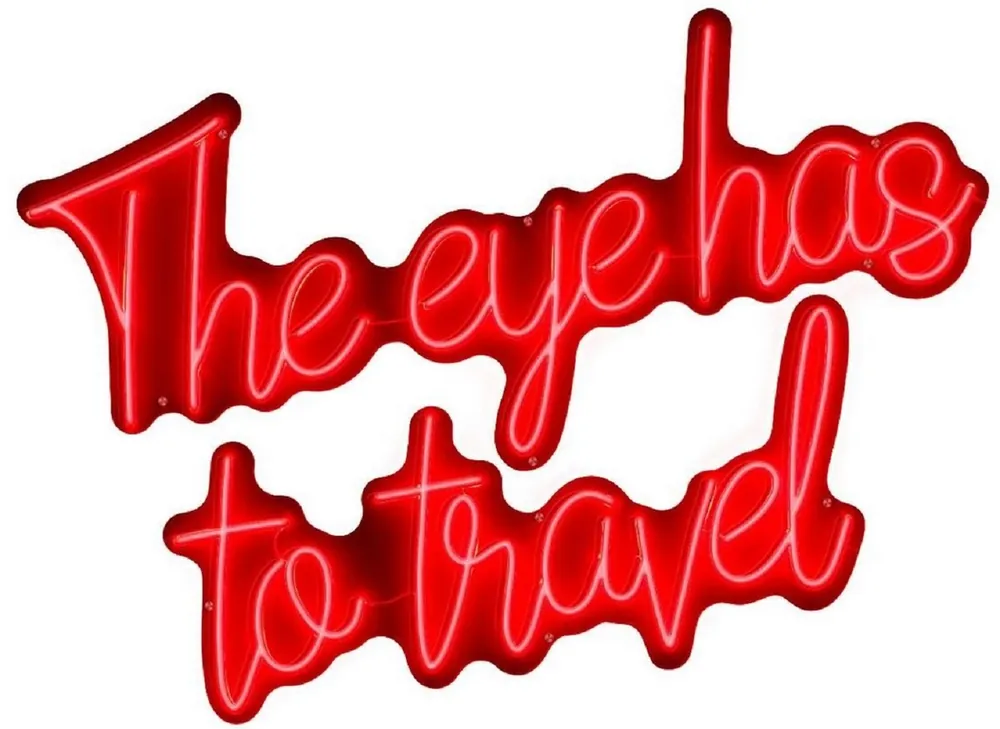 Casa Padrino Insegna al Neon LED di Lusso The Eye Has To Travel Rosso Neon 115 x 2 x A. 90 cm - Segno Decorativo a LED - Decorazione Murale di Lusso Letzte Chance