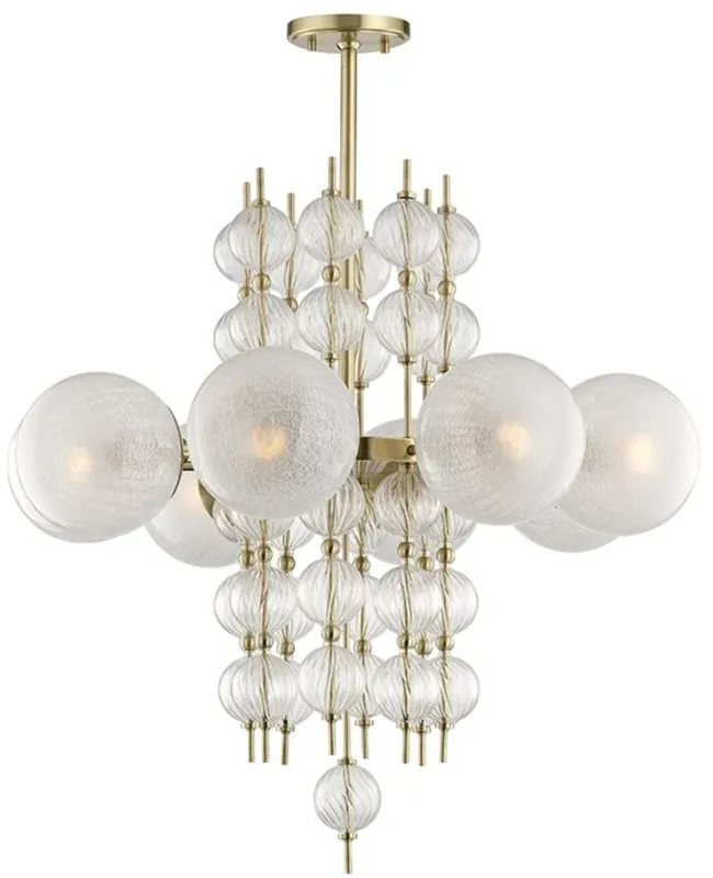 Schnäppchen Casa Padrino lampadario di lusso ottone antico Ø 85 x A. 82,5 cm - Lampadario Moderno in Metallo con Sfere di Vetro Cave a Spirale Scanalate e Paralumi in Vetro Sferico