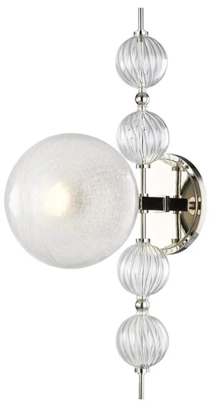 Expressversand Casa Padrino lampada da parete di lusso argento 19 x 29 x A. 56 cm - Lampada da Parete Moderna in Metallo con Sfere di Vetro Cavo a Spirale Scanalata e Paralume in Vetro Sferico