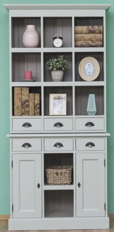 Must-Have Casa Padrino armadio in stile country grigio 97 x 40 x A. 210 cm - Armadio in legno massello con 2 porte e 6 cassetti - Mobili in Stile Country