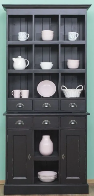 Direktkauf Casa Padrino armadio in stile country nero antico 97 x 40 x A. 210 cm - Armadio in legno massello con 2 porte e 6 cassetti - Mobili in Stile Country