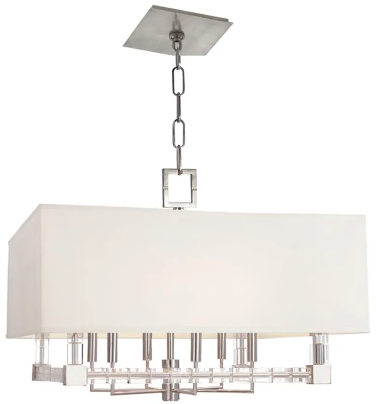Letzte Chance Casa Padrino lampadario di design argento / ottone antico / bianco 66 x 66 x A. 48 cm - Lampadario Moderno in Vetro Cristallo di Lusso con Paralume in Seta d'Arte