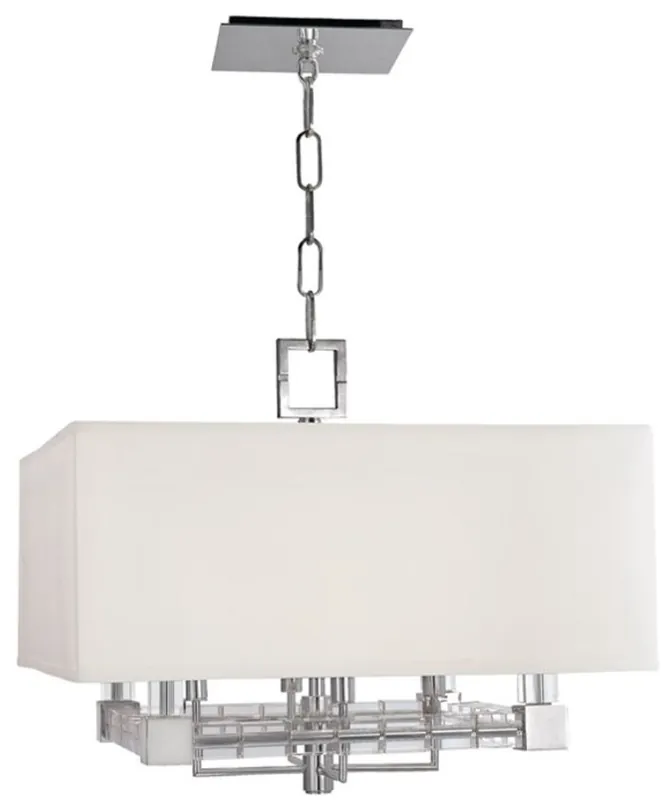 Preisknaller Casa Padrino lampadario di design argento / ottone antico / bianco 51 x 51 x A. 44,5 cm - Lampadario Moderno in Vetro Cristallo di Lusso con Paralume in Seta d'Arte