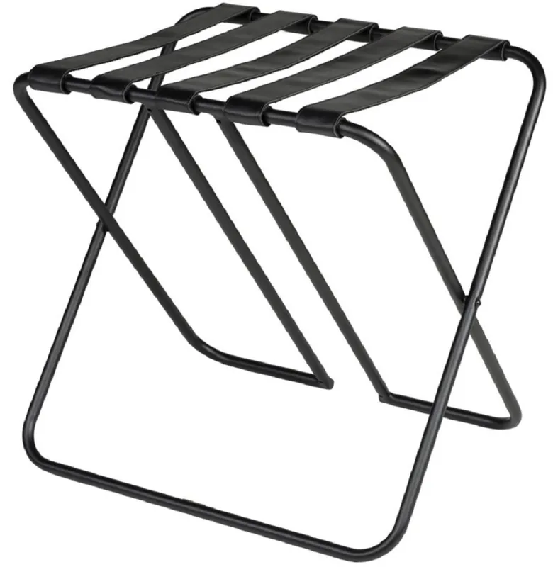 Casa Padrino scaffale bagagli di lusso nero 55 x 44 x A. 50 cm - Scaffale bagagli pieghevole con acciaio verniciato a polvere e pelle sintetica - Accessori per Hotel Preis Gesenkt