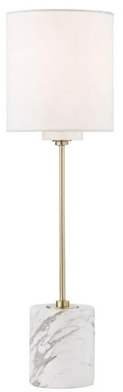 Versand Am Gleichen Tag Casa Padrino lampada da tavolo di lusso ottone antico / bianco Ø 15,9 x A. 55,9 cm - Lampada da tavolo moderna rotonda con paralume in seta artificiale e base in marmo