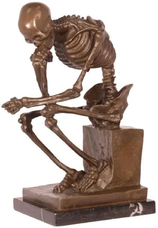 Ausverkauf Casa Padrino figura di bronzo decorazione lo scheletro pensante bronzo / nero 16,8 x 13,1 x A. 24,6 cm - Scultura in Bronzo - Figura Decorativa