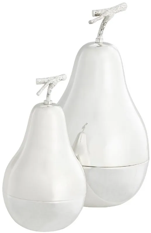Casa Padrino set di scatole portaoggetti di lusso con coperchio a forma di pera argento - Accessori Decorativi di Lusso Neue Ware
