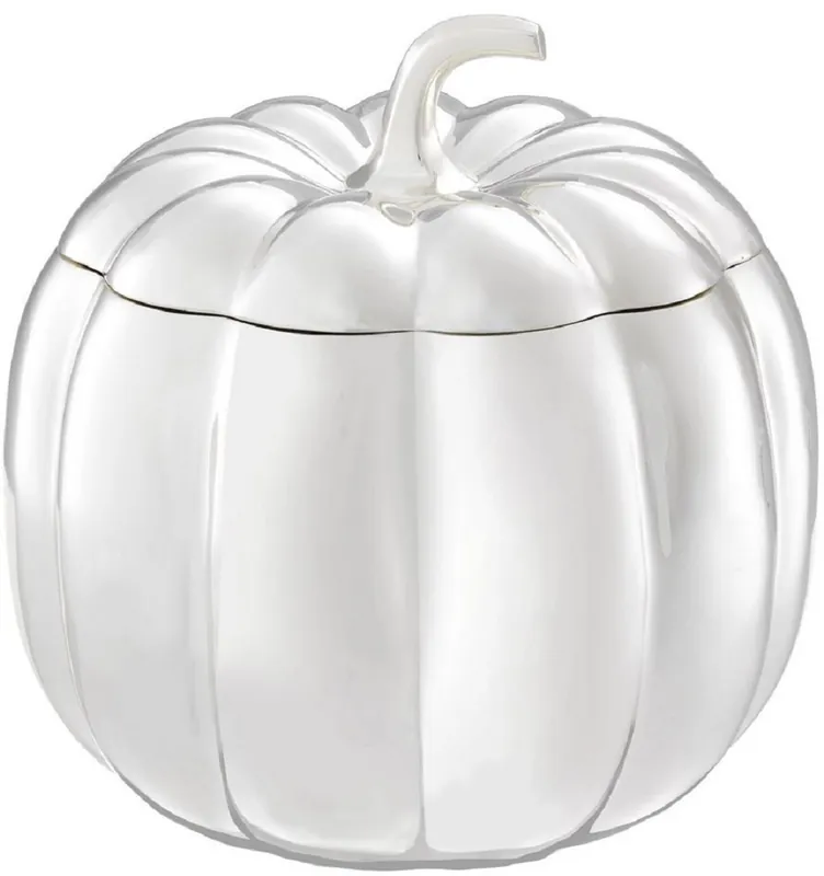 Casa Padrino scatola portaoggetti di lusso a forma di zucca argento Ø 21,5 x A. 22 cm - Zucca Decorativa con Coperchio Online Kaufen
