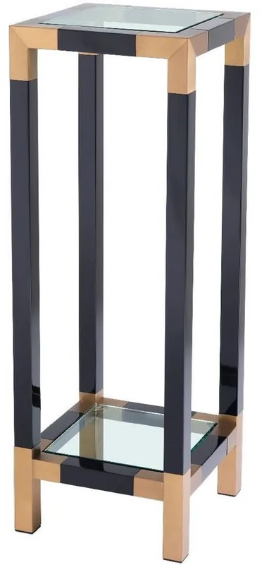 Versand Am Gleichen Tag Casa Padrino pilastro di lusso nero / ottone 35 x 35 x A. 100 cm - Tavolino in acciaio inossidabile con piani in vetro - Mobili di Lusso