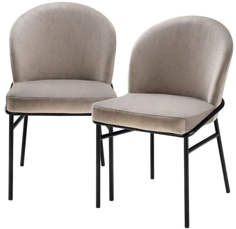 Online Kaufen Casa Padrino sedie da pranzo di lusso greige / nero 49 x 56 x A. 82 cm - Sedie da cucina con velluto pregiato - Set da Pranzo