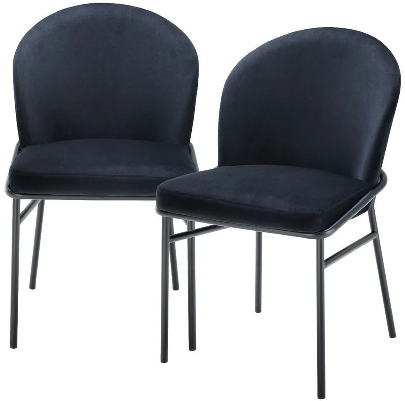 Knallerangebot Casa Padrino sedie da pranzo di lusso nero 49 x 56 x A. 82 cm - Sedie da cucina con velluto pregiato - Set da Pranzo