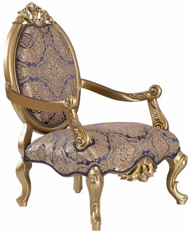 Casa Padrino poltrona barocco di lusso blu / oro / argento 78 x 70 x A. 117 cm - Poltrona da salotto ornata in stile barocco - Mobili Barocchi Schneller Versand