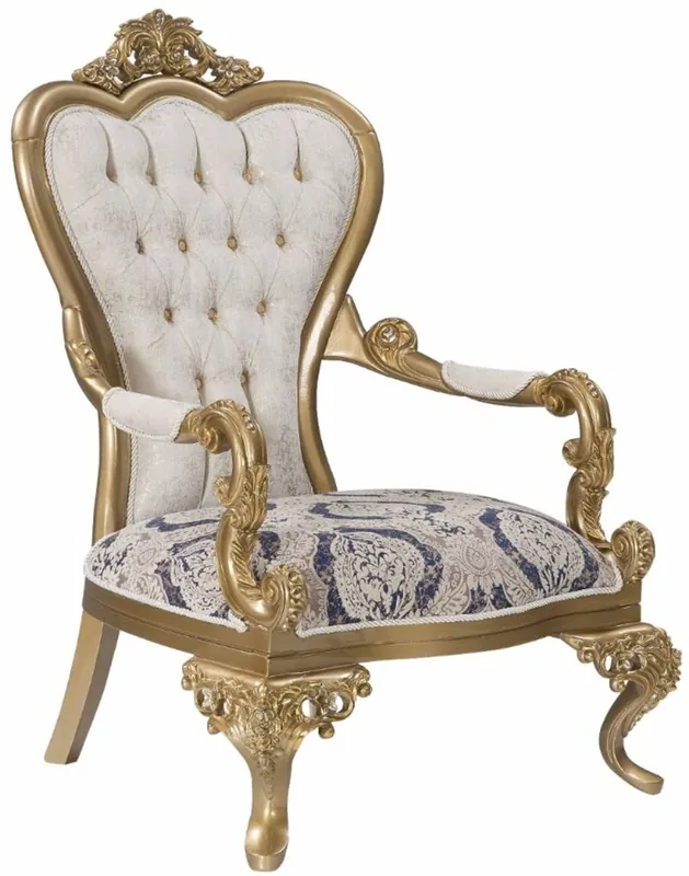 Casa Padrino poltrona barocco di lusso blu / bianco / oro 89 x 94 x A. 122 cm - Mobili per soggiorno in stile barocco - Nobile e Ornato Schnäppchen