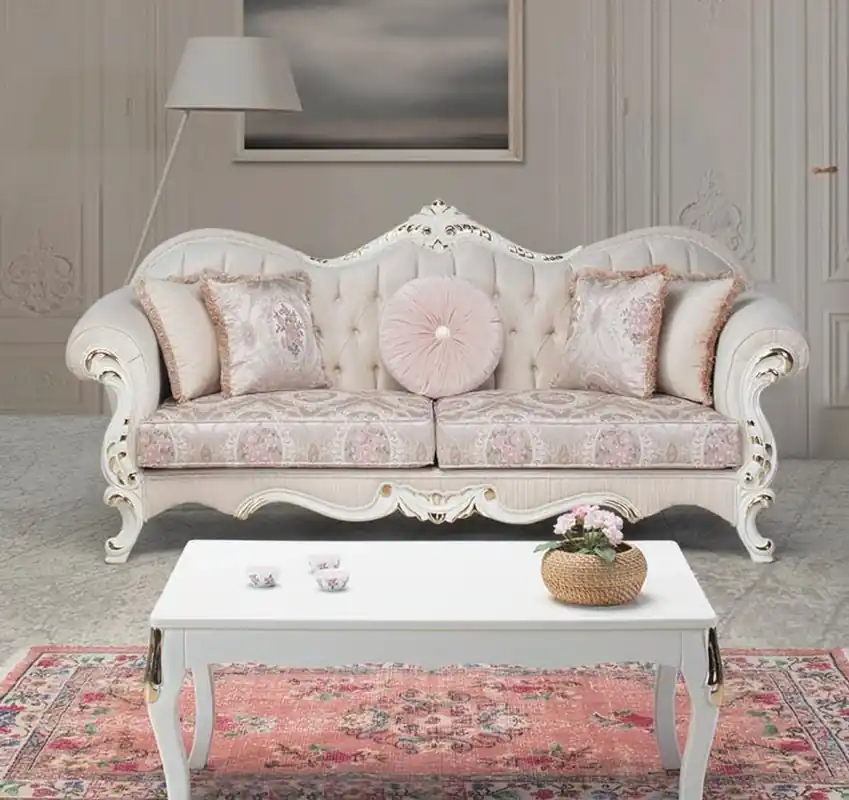 Preiswert Casa Padrino tavolino barocco di lusso bianco / oro 91 x 63 x A. 42 cm - Tavolo da salotto in legno massello in stile barocco - Mobili da Salotto Barocco