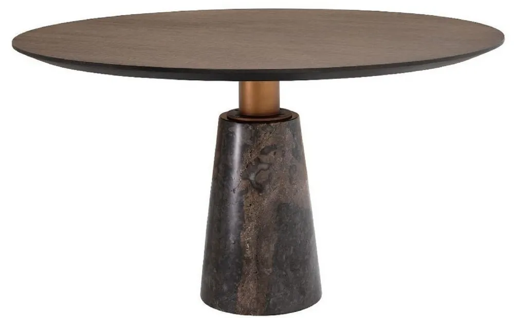 Jetzt Kaufen Casa Padrino tavolo da pranzo di lusso grigio Ø 132 x A. 76 cm - Tavolo da cucina rotondo in marmo - Mobili da Pranzo di Lusso
