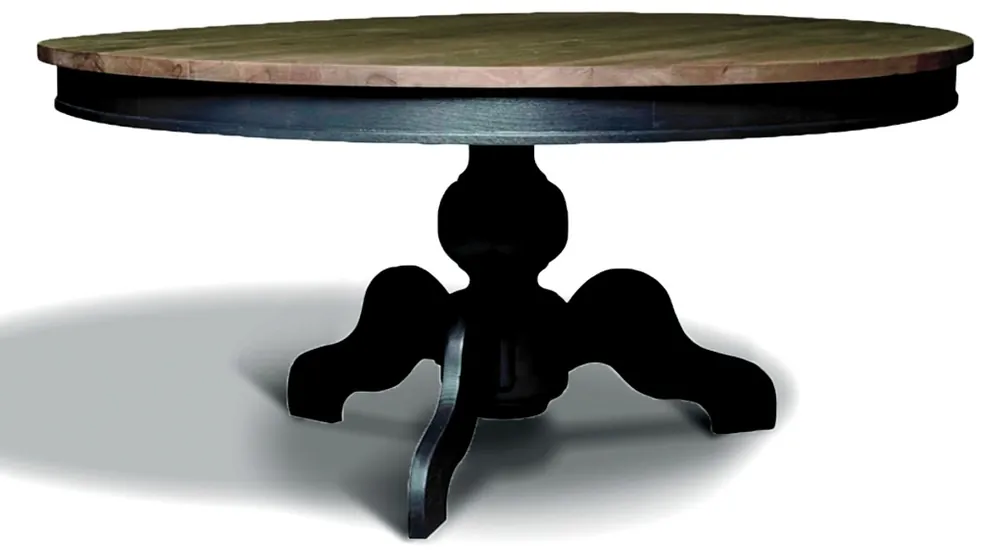 Tavolo da pranzo Casa Padrino in stile liberty tondo rovere tinto colori legno / nero Ø 160 x H. 77 cm - Tavolo da pranzo rotondo in legno massello Rabatt