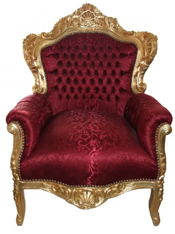 Poltrona barocca "King" motivo Bordeaux / oro - mobili in stile antico Knallerangebot