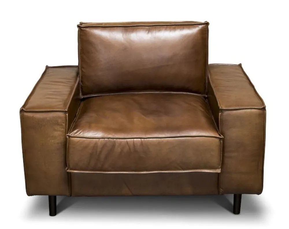 Chaise longue di lusso in vera pelle Casa Padrino pelle vintage marrone - lussuoso salotto poltrona mobili pelle di bufalo Expressversand