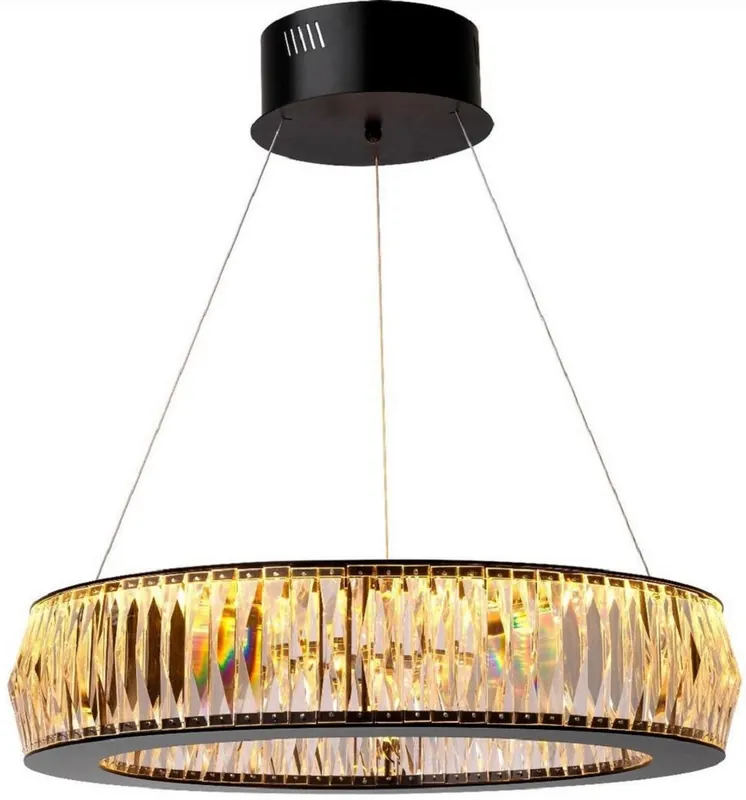 Echt Casa Padrino lampadario a LED di lusso nero Ø 63 x A. 170 cm - Lampadario moderno rotondo in cristallo - Qualità di Lusso