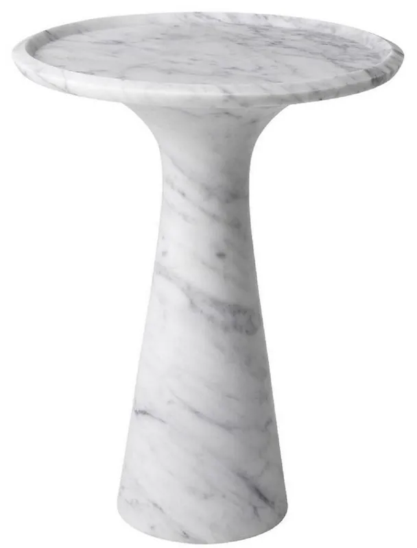 Highlight Casa Padrino tavolino di lusso bianco Ø 46,5 x A. 60 cm - Tavolino rotondo in marmo di Carrara di alta qualità - Mobili di Lusso