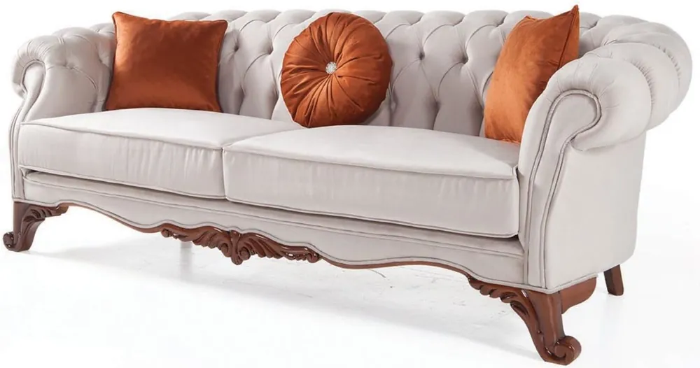 Preiswert Casa Padrino divano barocco di lusso con cuscini grigio chiaro / marrone 240 x 102 x A. 80 cm - Mobili Barocchi