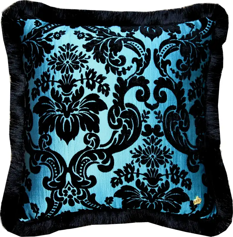 Neu Im Sortiment Cuscino di lusso Pompöös di Casa Padrino di Harald Glööckler Collezione Elegance motivo barocco nero / turchese 50 x 50 cm - cuscino di lusso