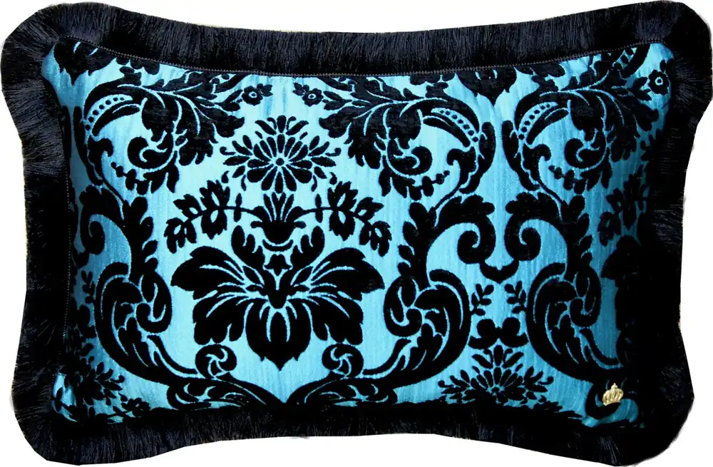 Cuscino di lusso Pompöös di Casa Padrino di Harald Glööckler Collezione Elegance motivo barocco nero / turchese 35 x 55 cm - cuscino di lusso Angebot