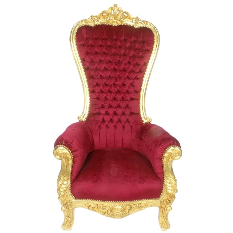 Poltrona Trono Barocco Casa Padrino Maestoso modello Bordeaux / Oro - Poltrona gigante - Sedia Thron Tron Neue Ware