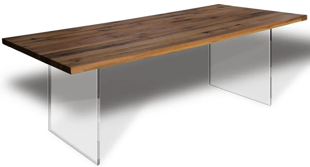 Casa Padrino tavolo da pranzo di lusso - Diversi Colori e Dimensioni - Tavolo da cucina con piano in legno massello rustico e gambe in vetro - Tavolo da Pranzo Top-Seller