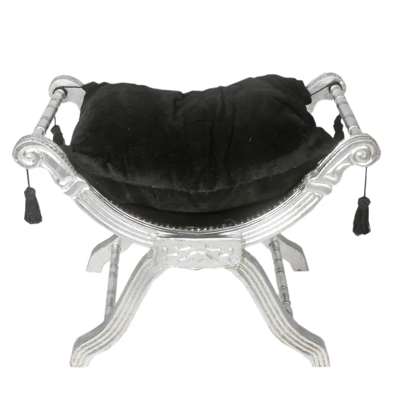 Neu Sgabello barocco Casa Padrino - sgabello croce nero / argento - mobili