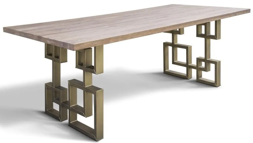 Bestpreis Casa Padrino tavolo da pranzo di design in legno massello con piano in rovere rustico e gambe in acciaio - Diversi Colori e Dimensioni - Tavolo da Cucina