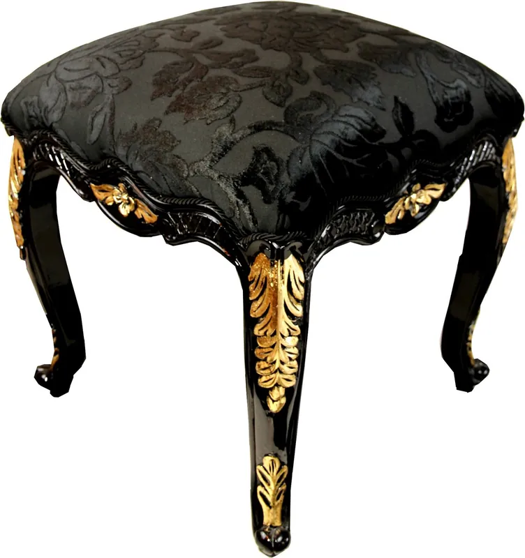Expressversand Pompöös by Casa Padrino sgabello barocco di lusso modello quadrato nero / oro - Sgabello barocco Pompööser disegnato da Harald Glööckler