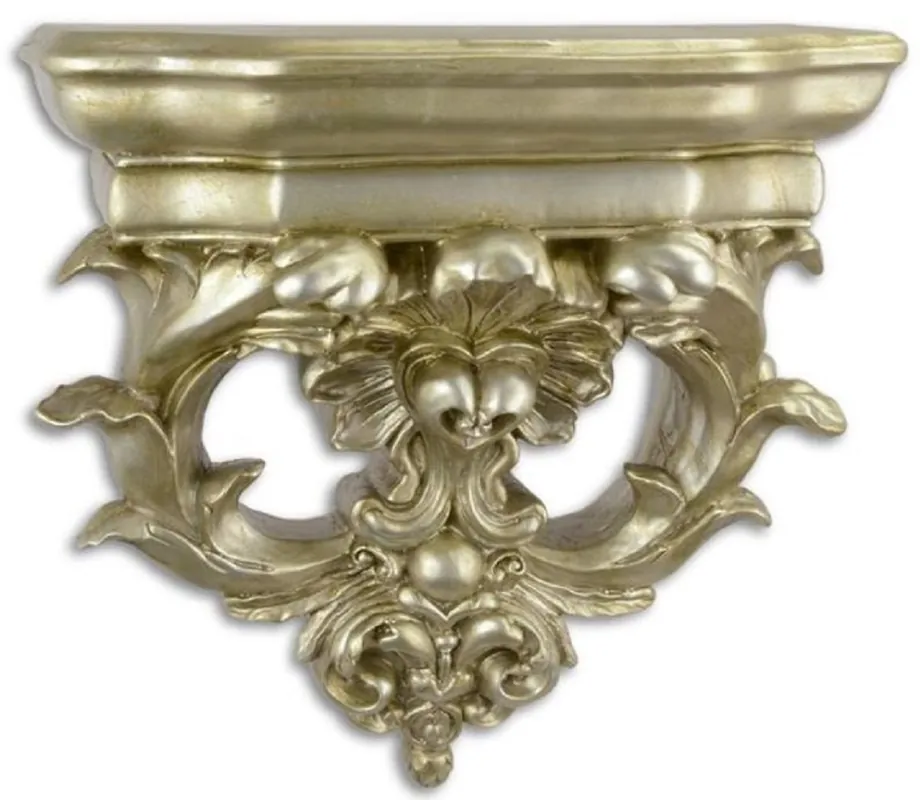 Schneller Versand Casa Padrino console da parete barocco in resina argento 36,3 x 17,6 x A. 38,1 cm - Decorazione da Parete in Stile Barocco