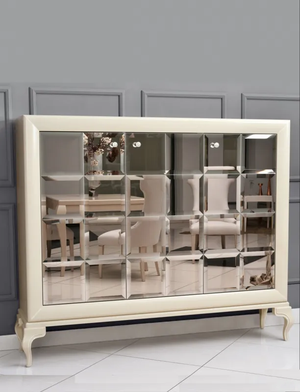 Top-Angebot Comò neoclassico di lusso Casa Padrino specchiato bianco / oro 179 x H147 cm - credenza mobili art deco