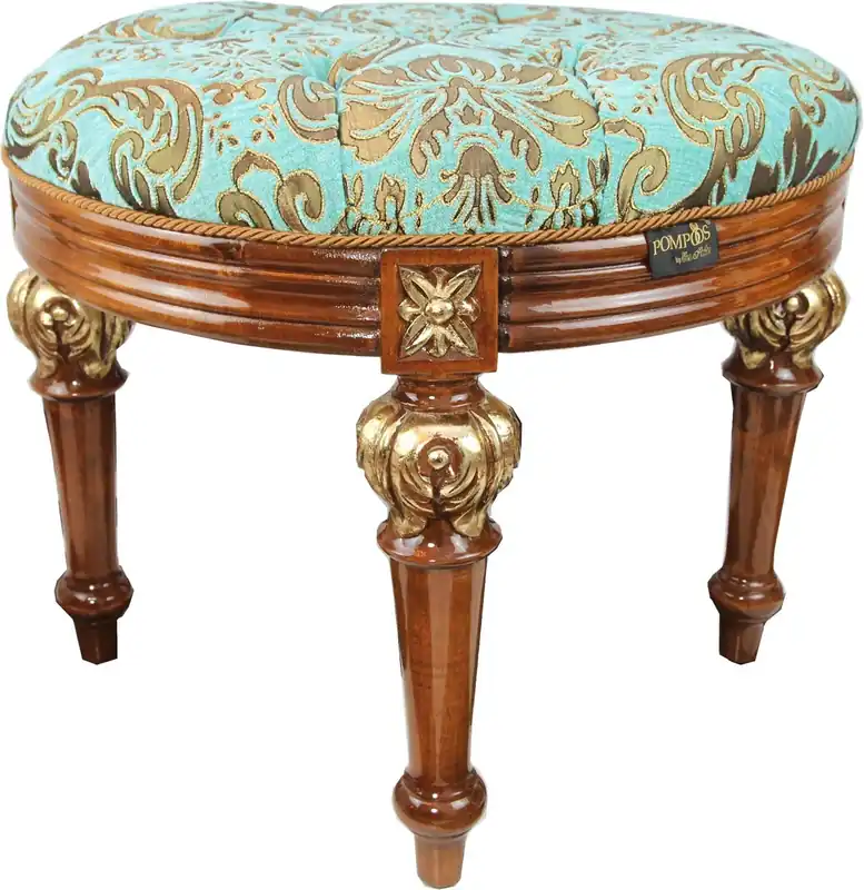 Beliebt Pompöös di Casa Padrino sgabello di lusso barocco tondo motivo turchese / oro marrone - Sgabello barocco Pompööser disegnato da Harald Glööckler