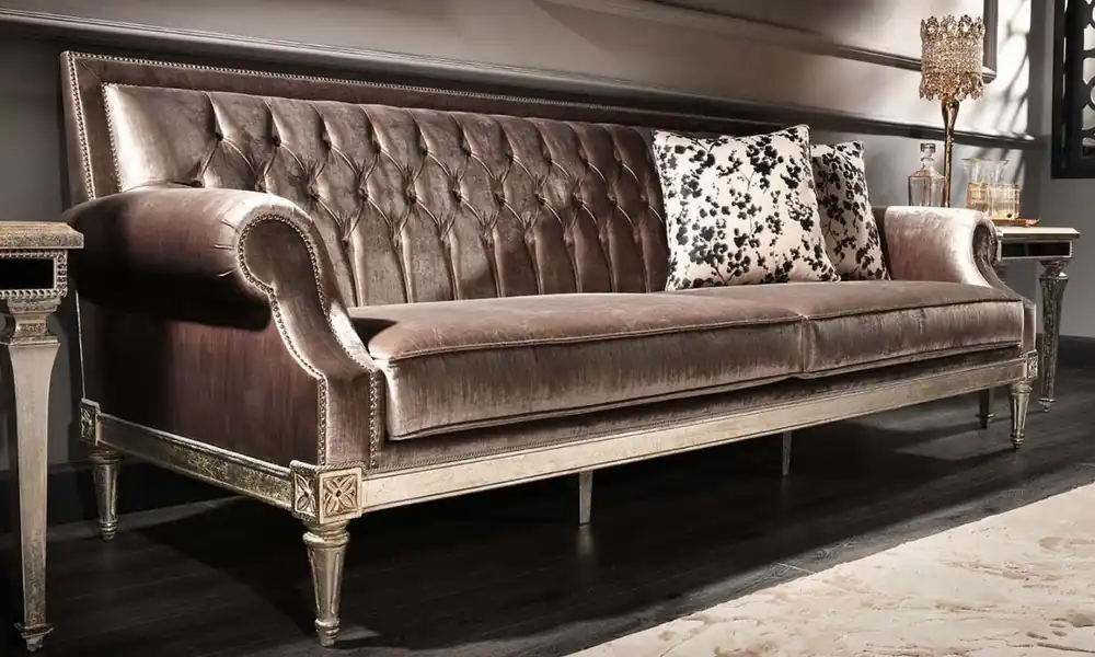 Casa Padrino divano da salotto barocco di lusso in velluto rosa / argento antico 250 x 88 x A. 100 cm - Nobile e Magnifico Sonderaktion