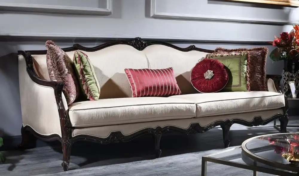 Begrenztes Angebot Casa Padrino divano barocco di lusso crema / marrone 260 x 90 x A. 95 cm - Divano del soggiorno in stile barocco - Mobili Barocchi