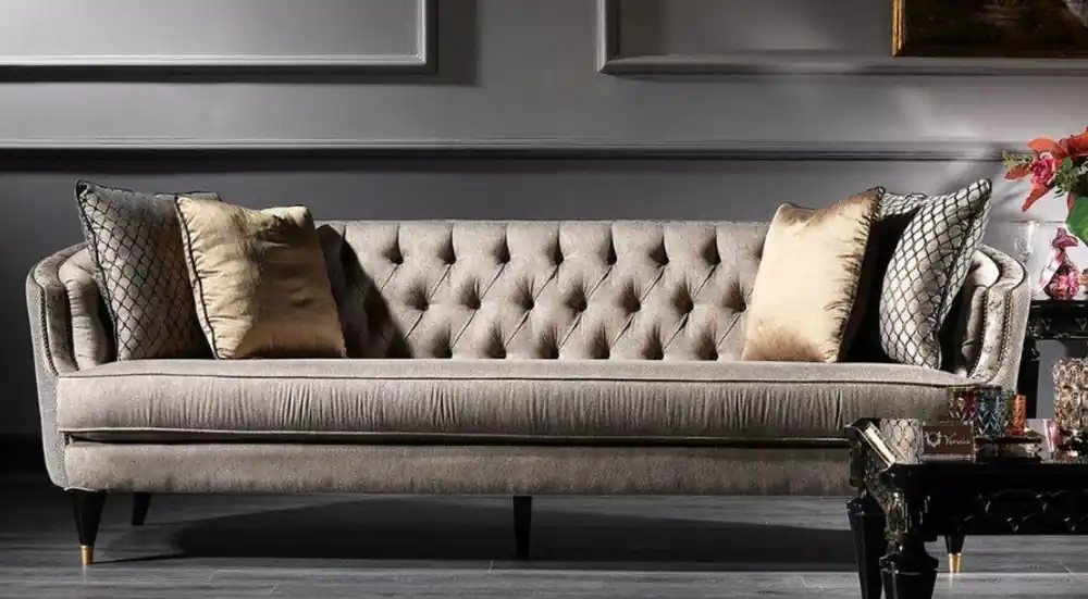 Casa Padrino divano barocco di lusso grigio / nero / oro 231 x 94 x A. 83 cm - Mobili per Soggiorno Barocchi Meistverkauft