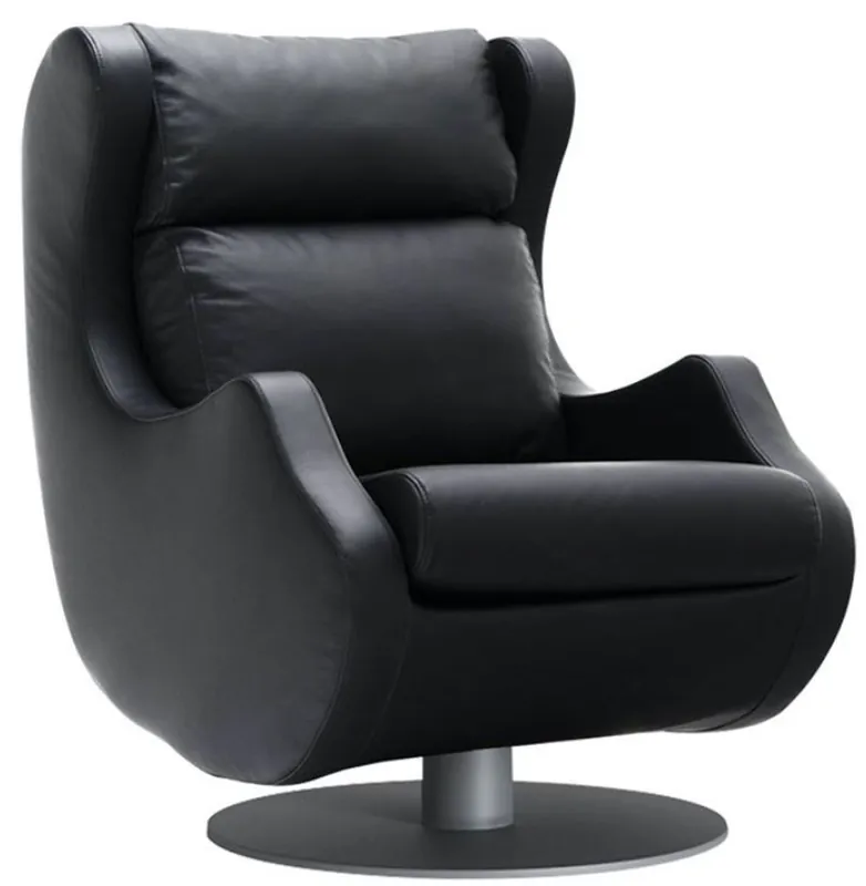 Casa Padrino poltrona girevole di lusso nero / grigio 72 x 82 x A. 96 cm - Poltrona Relax - Poltrona in Pelle - Mobili di Lusso Neu Im Sortiment