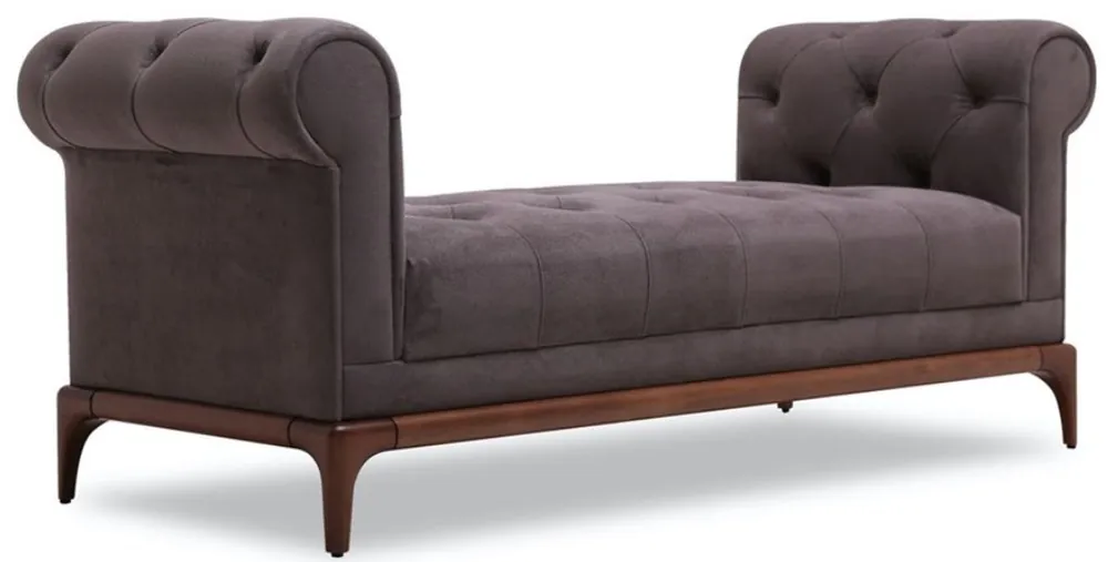 Casa Padrino Panca Chesterfield di Lusso Vviola / Marrone 175 x 58 x A. 67 cm - Panca Moderna in Legno Massello Imbottita con Velluto Pregiato - Qualità di Lusso Heißes Angebot