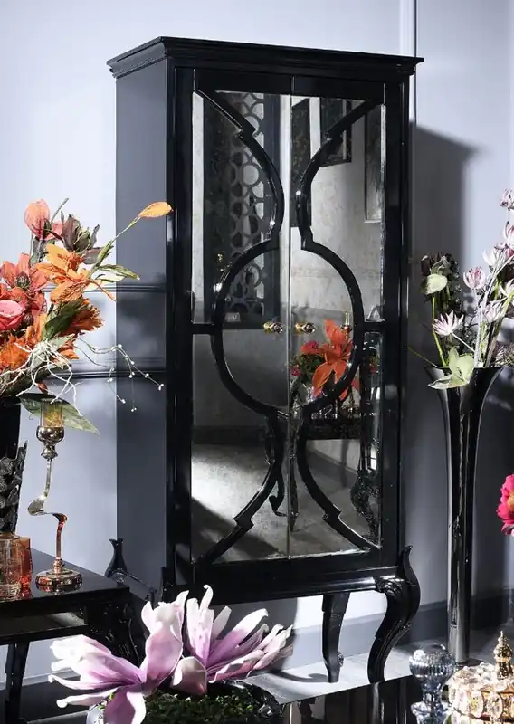 Casa Padrino armadio barocco di lusso nero 81 x 45 x A. 192 cm - Armadio in legno massello con 2 porte a specchio - Mobili Soggiorno Barocco Preis Gesenkt