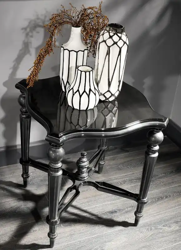 Casa Padrino tavolino di lusso barocco nero / argento 57 x 57 x A. 64 cm - Tavolo in legno massello nobile - Qualità di Lusso - Fatto in Italia Abverkauf
