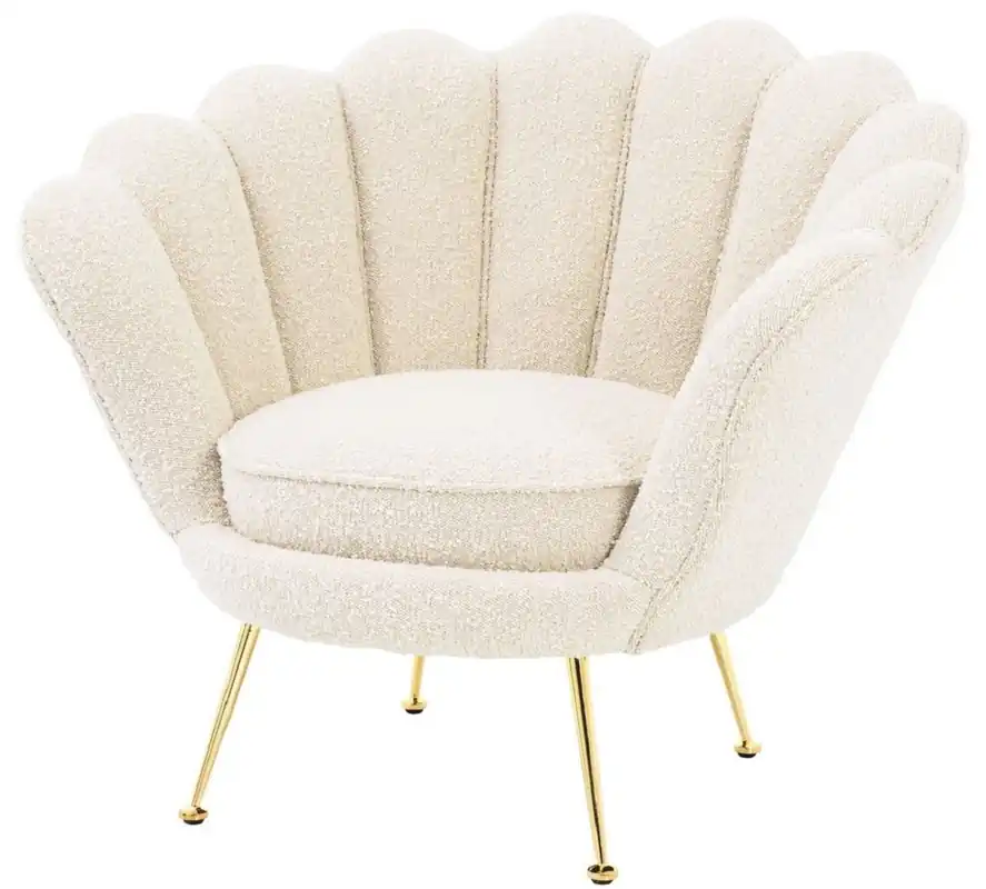 Highlight Casa Padrino poltrona da salotto Art Déco di design bianco / ottone 96,5 x 79 x A. 78 cm - Mobili da Soggiorno di Lusso