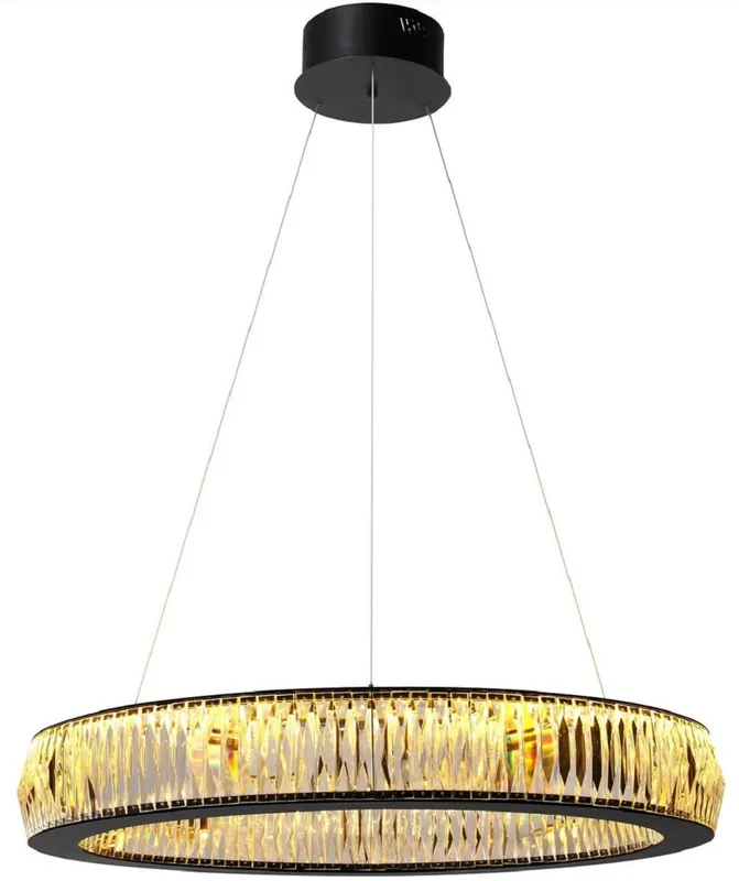 Casa Padrino lampadario a LED di lusso nero Ø 91 x A. 13 cm - Lampadario moderno rotondo in cristallo - Qualità di Lusso Top-Seller