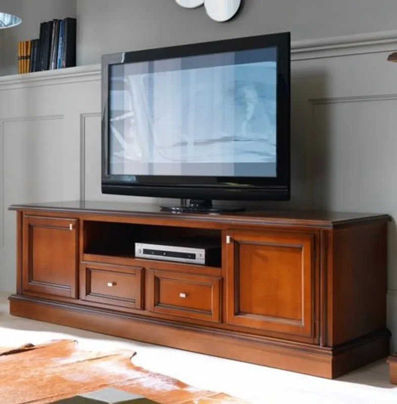 Casa Padrino luxury Biedermeier TV cassettiera 200 x 50 x H 61 cm - mobile TV credenza marrone colori mobili in legno Bestseller