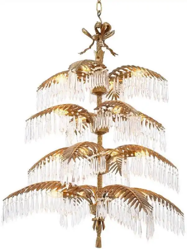 Casa Padrino lampadario di lusso in ottone con vetro cristallo ottone vintage 95 x 95 x A. 106 cm - Lampadario con design di palma - Qualità di Lusso Billig