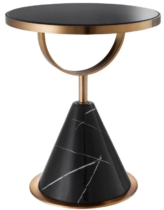 Casa Padrino tavolino di lusso in acciaio inossidabile con marmo artificiale nero / rame Ø 49,5 x A. 60,5 cm - Mobili per Soggiorno Neue Kollektion