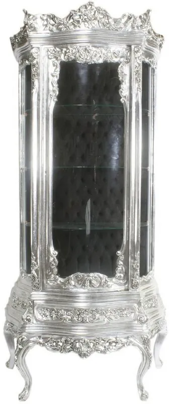Casa Padrino vetrina barocco argento / nero 80 x 40 x A. 200 cm - Vetrina barocco ornato con porta in vetro e bellissime decorazioni - Mobili Barocchi Begrenztes Angebot